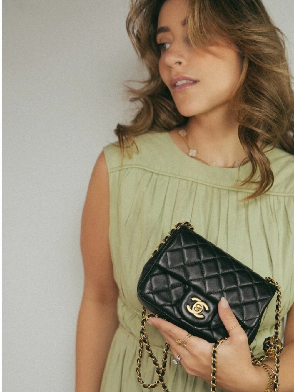 Channel Quilted Mini Lux Aged Gold Finish Chain Adjustable Handbag
